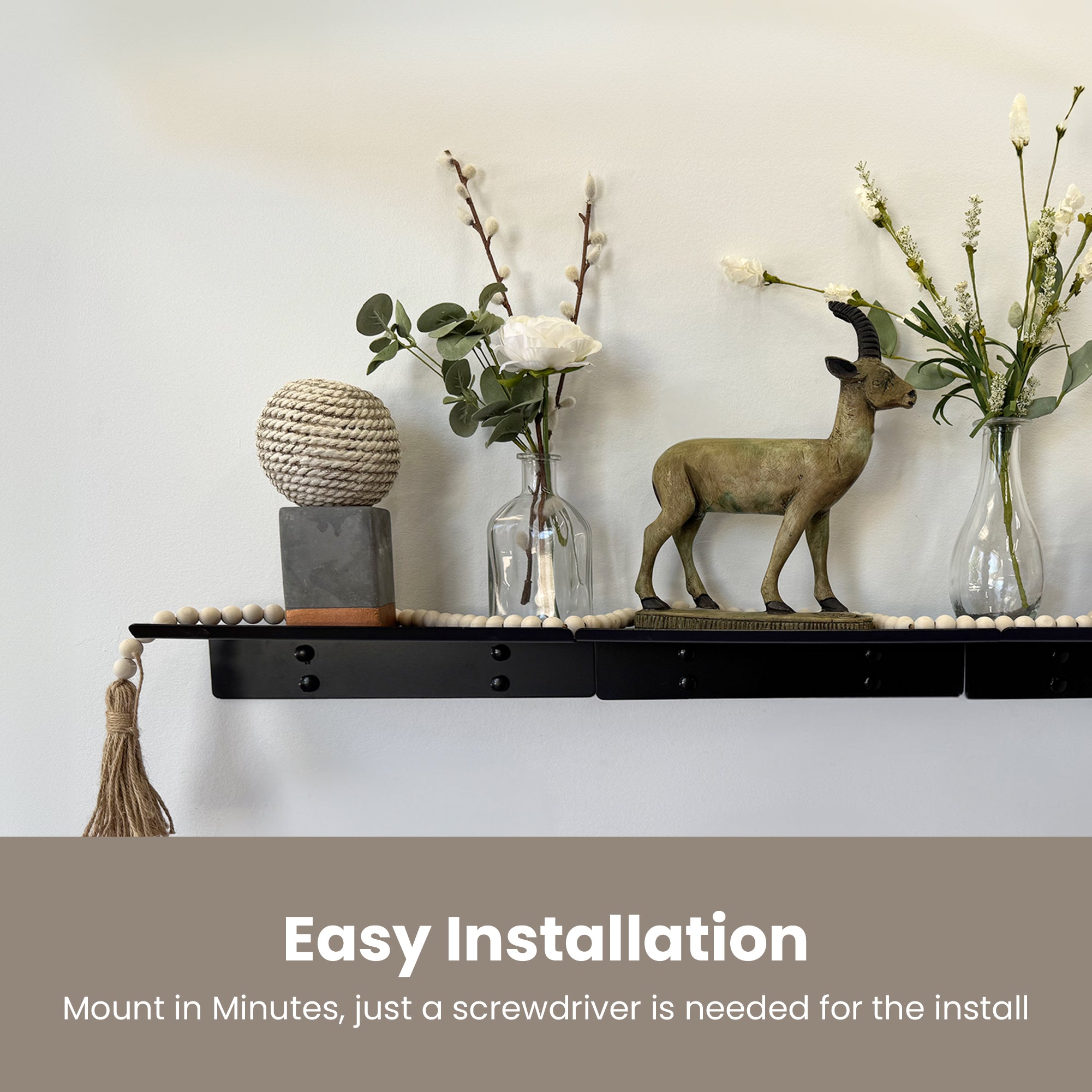 3-Piece Metal Wall Shelves with Lip for Displaying Ornaments, Books, Collectibles - Display Wall Shelf for Bedroom, Bathroom, Living Room, Kitchen - 12x4x1.5"